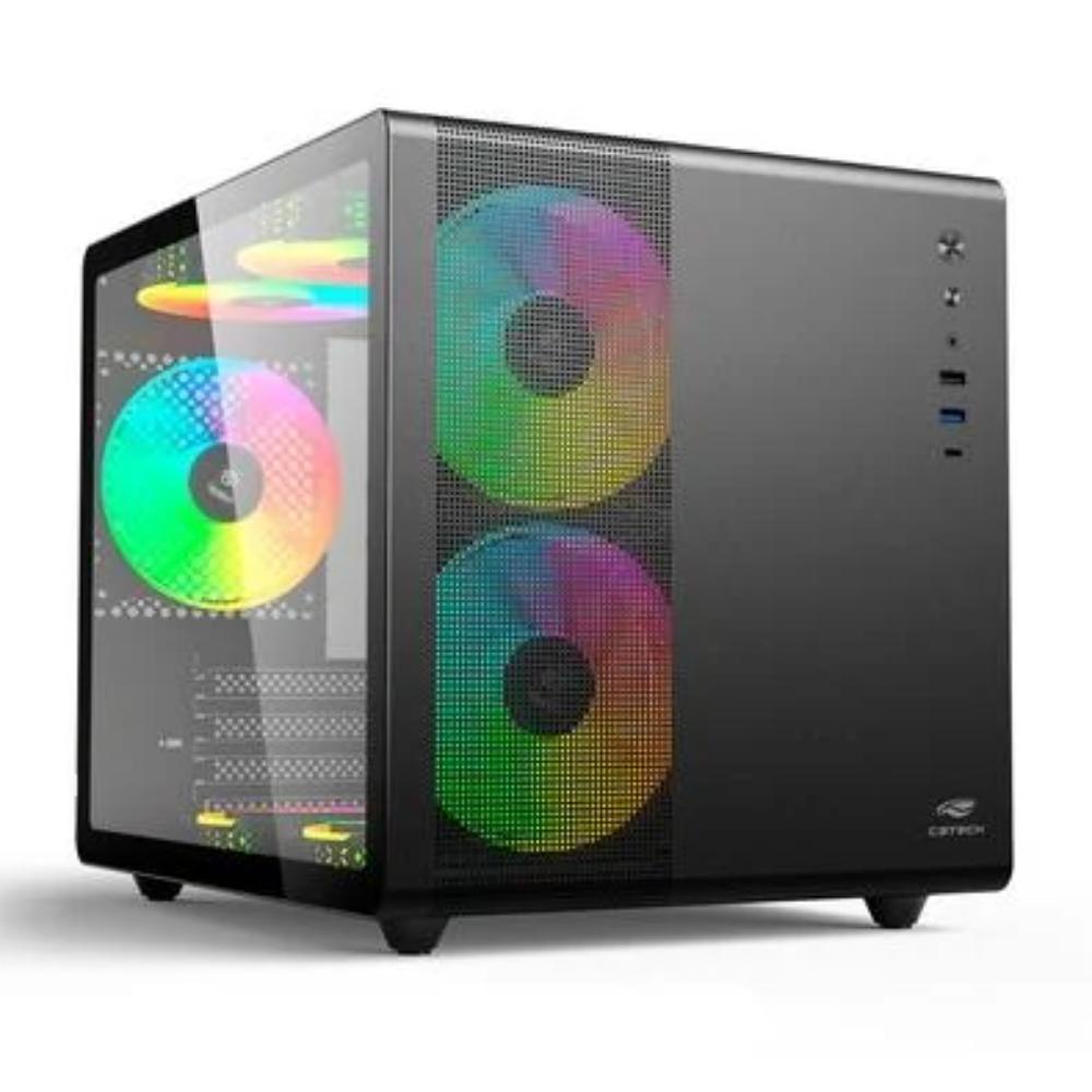 GABINETE MATX GAMER C3TECH AQUARIUS MT-G710BK - PRETO