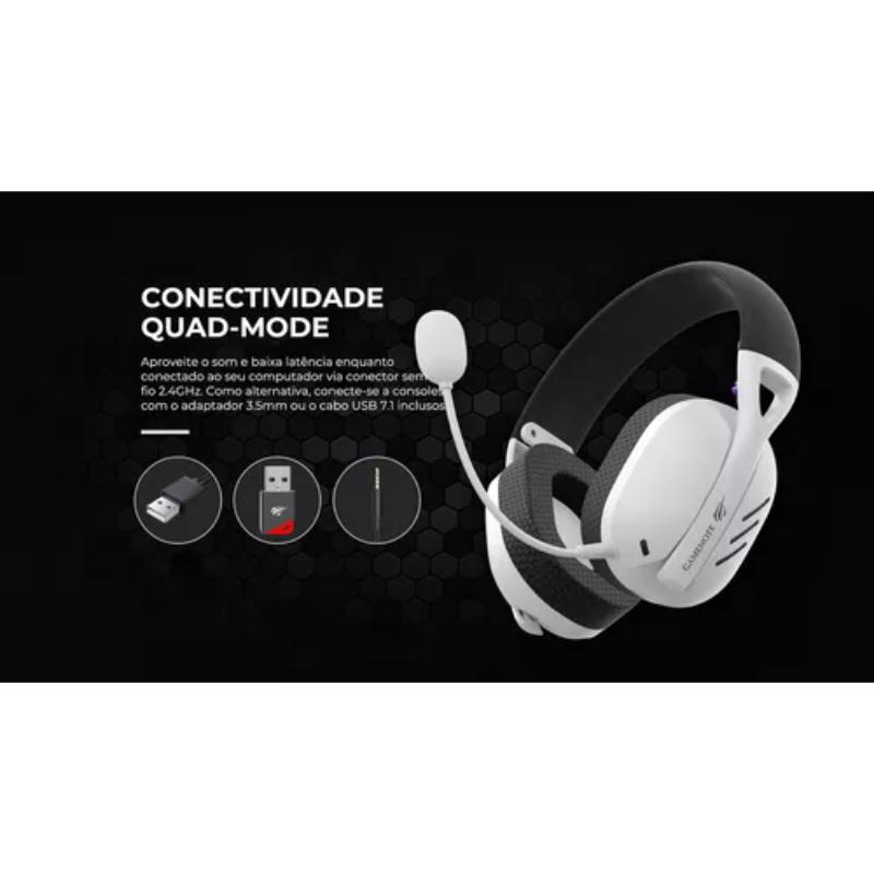 FONE DE OUVIDO HEADSET GAMER FUXI-H3 QUAD-MODE (COM FIO E SEM FIO, WIRELESS 2,4GHZ, BLUETOOTH, CABO