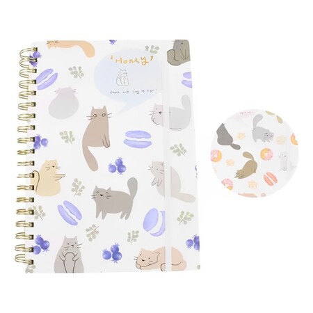 Caderno de 1 Matéria Espiral Capa Dura Gatinho Uniso B5