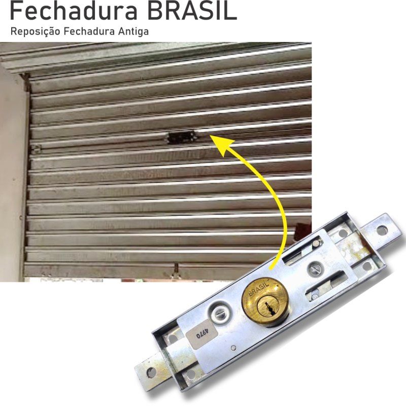 Fechadura Brasil Porta de Aço Antiga reforçada para comércio