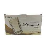 Jogo de Copos de Vidro Diamond Âmbar 6 peças de 350ml - Kehome