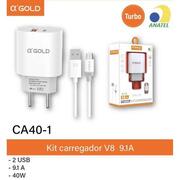 CARREGADOR V8 TURBO ANDROID (FONTE USB+USBC) 9.1A 40W AGOLD CA40-1 V8/CA42-1 V8