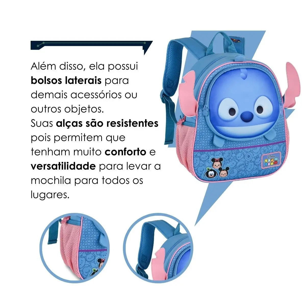 Mochila Costas Stitch Tsum Tsum Disney Infantil