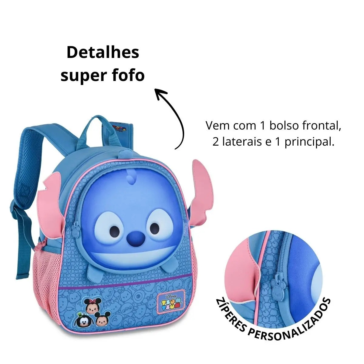 Mochila Costas Stitch Tsum Tsum Disney Infantil