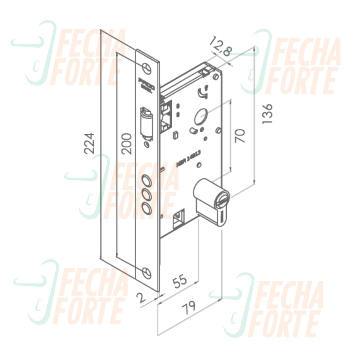 Fechadura Pado Rolete Alta Segurança Chave Multponto 60 mm - Preto