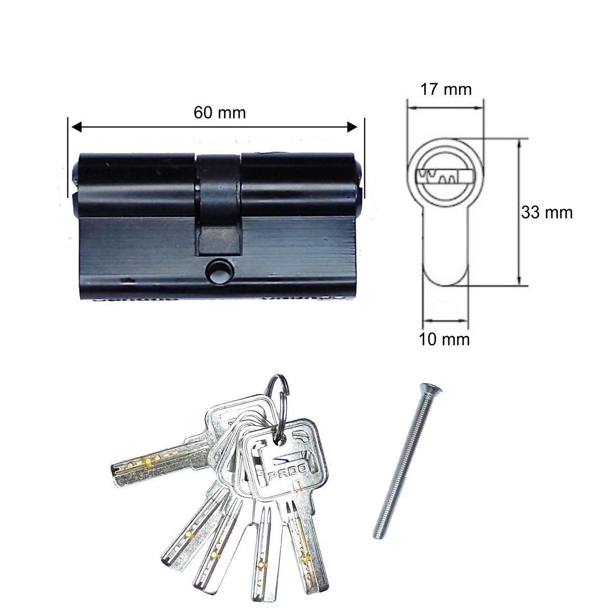 Fechadura Pado Rolete Alta Segurança Chave Multponto 60 mm - Preto