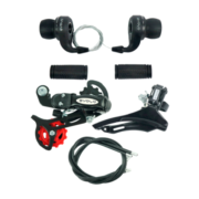 KIT CAMBIO MTB 21V ALAVANCA GRIP SHIFT + CAMBIO DIANT.PUXA POR CIMA + CAMBIO TRAS MEGARANGE INDEX - EVOLO  *EMBALAGEM FECHADA 25JG*