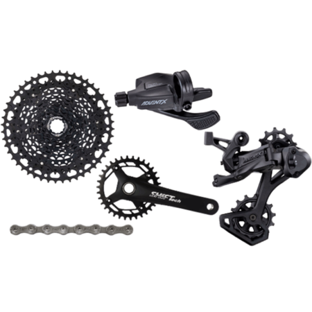 KIT CAMBIO MTB 1X10V ADVENT X HI SPEC ALAVANCA + CAMBIO TRAS + CASSETE ALUM 11-48D + PEDIVELA INTEGRADO 34D 175MM C/ MOV CENTRAL + CORRENTE - MICROSHIFT