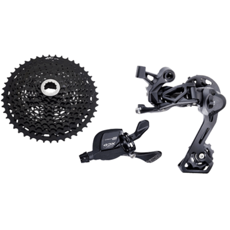 KIT CAMBIO MTB 1X11 XCD ALAVANCA PLUS + CAMBIO TRAS CAGE MEDIO CAPACIDADE MAXIMA 41T + CASSETE ACO C/ ALMA ALUM 11-46D PRETO - MICROSHIFT