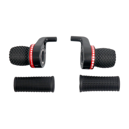 ALAVANCA DE CAMBIO MTB GRIP SHIFT C/ CABO S/ CONDUITE C/ MANOPLA - PRETO C/ DETALHE VERMELHO - EVOLO *EMBALAGEM FECHADA 50UN*