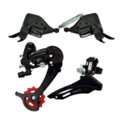 KIT CAMBIO MTB 3X8V ALAVANCA THUMB SHIFT + CAMBIO DIANT.PUXA POR CIMA + CAMBIO TRAS INDEX S50 - PRETO - EVOLO *EMBALAGEM FECHADA 25UN*